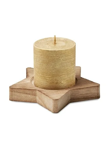 Candle on star wooden base LOTUS