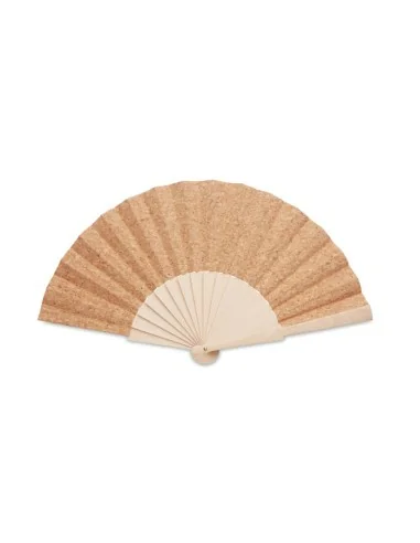 Wood hand fan with cork fabric FANNY CORK