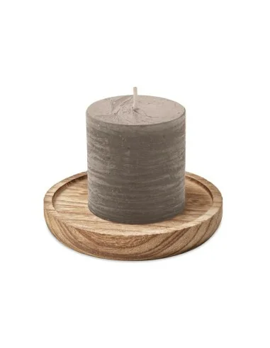 Candle on round wooden base PENTAS