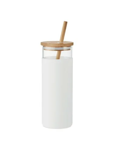 Glass tumbler 450ml bamboo lid STRASS