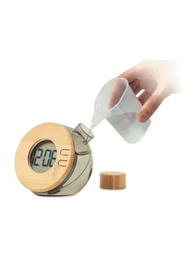 Reloj LCD de bambú por agua DROPPY LUX