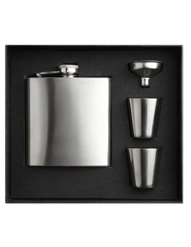 Slim hip flask w 2 cups set SLIMMY FLASK SET